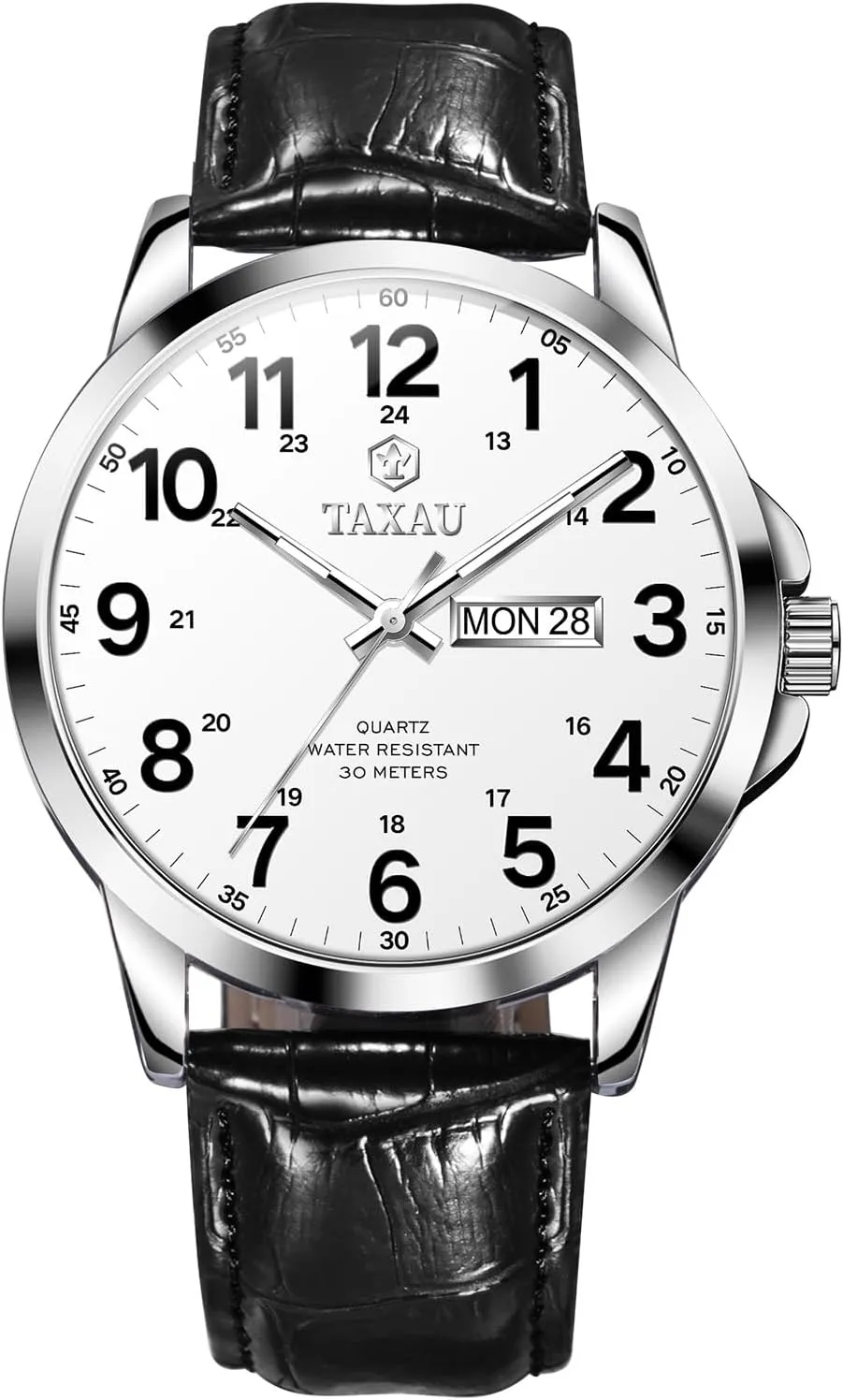 Band Stainless Steel Quartz Analog Watch Luxury Waterproof Watches for Men Dress Men's presentation Wrist Watch with Day Date Arabic Numeral Relojes para Hombre Men's Watches Leather 