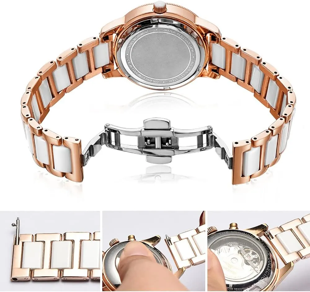Band Universal strap with Quick Release Pins Butterfly Buckle Deployment Clasp 14mm 16mm 18mm 20mm 22mm White Black Ceramic Bracelet vote basin flowerpot aero Watch 