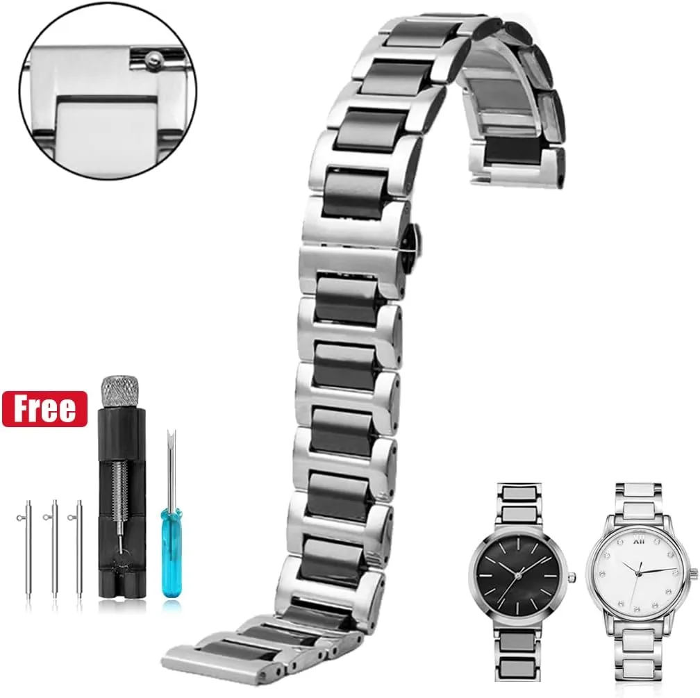 Band Universal strap with Quick Release Pins Butterfly Buckle Deployment Clasp 14mm 16mm 18mm 20mm 22mm White Black Ceramic Bracelet vote basin flowerpot aero Watch 