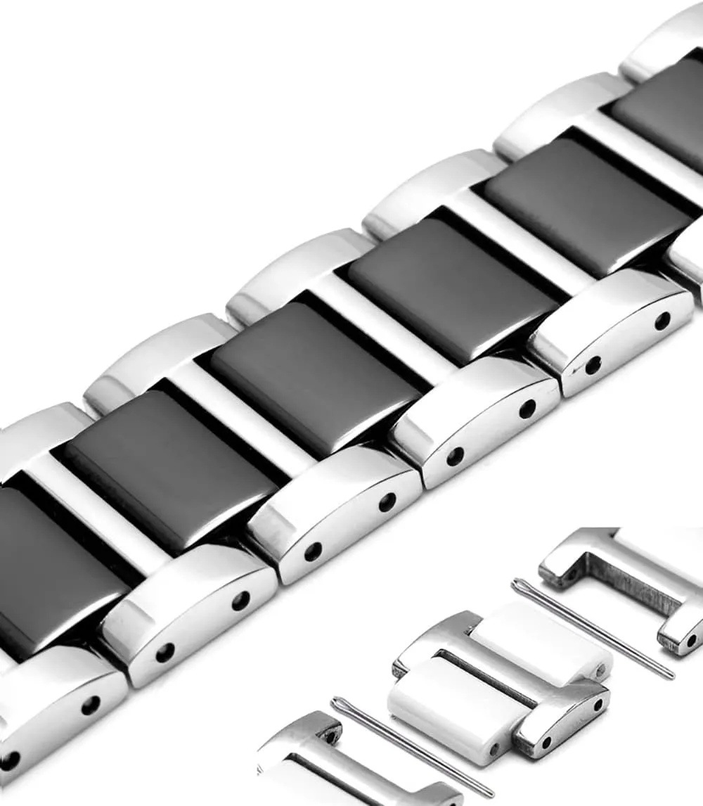 Band Universal strap with Quick Release Pins Butterfly Buckle Deployment Clasp 14mm 16mm 18mm 20mm 22mm White Black Ceramic Bracelet vote basin flowerpot aero Watch 