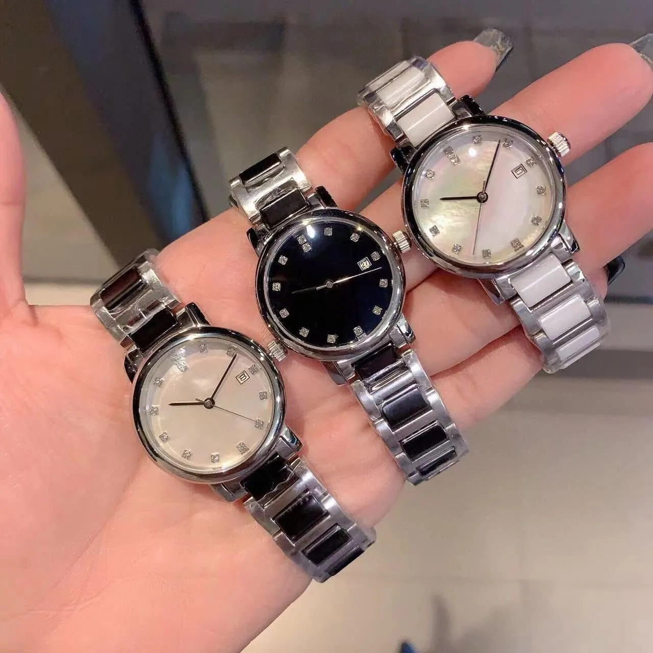 Band Universal strap with Quick Release Pins Butterfly Buckle Deployment Clasp 14mm 16mm 18mm 20mm 22mm White Black Ceramic Bracelet vote basin flowerpot aero Watch 