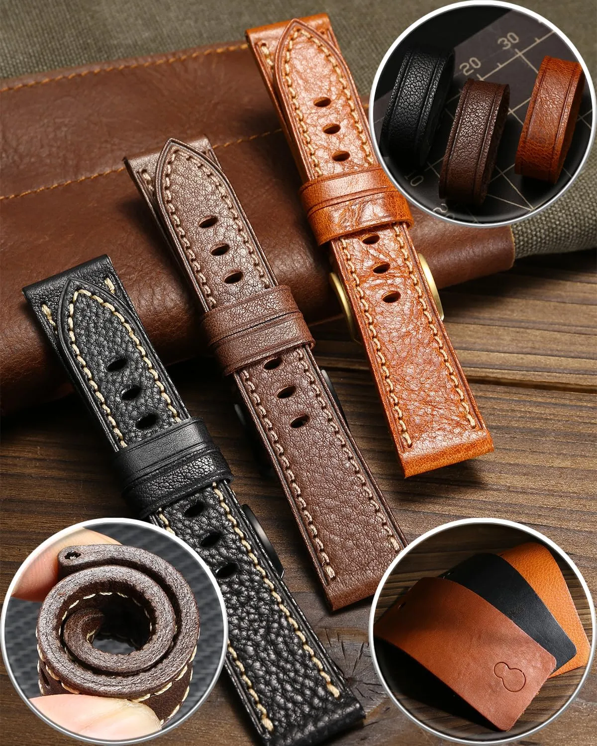 Bands Replacement$ comet fancy submit sing adroit majority Vegetable-Tanned & Oil-Waxed Watch Bracelets 18/19/20/21/22/23/24/26mm for Men$ Women REZERO Leather Watch Bands$ Handmade Watch Straps$ Italian Top Grain Soft Leather Watch 