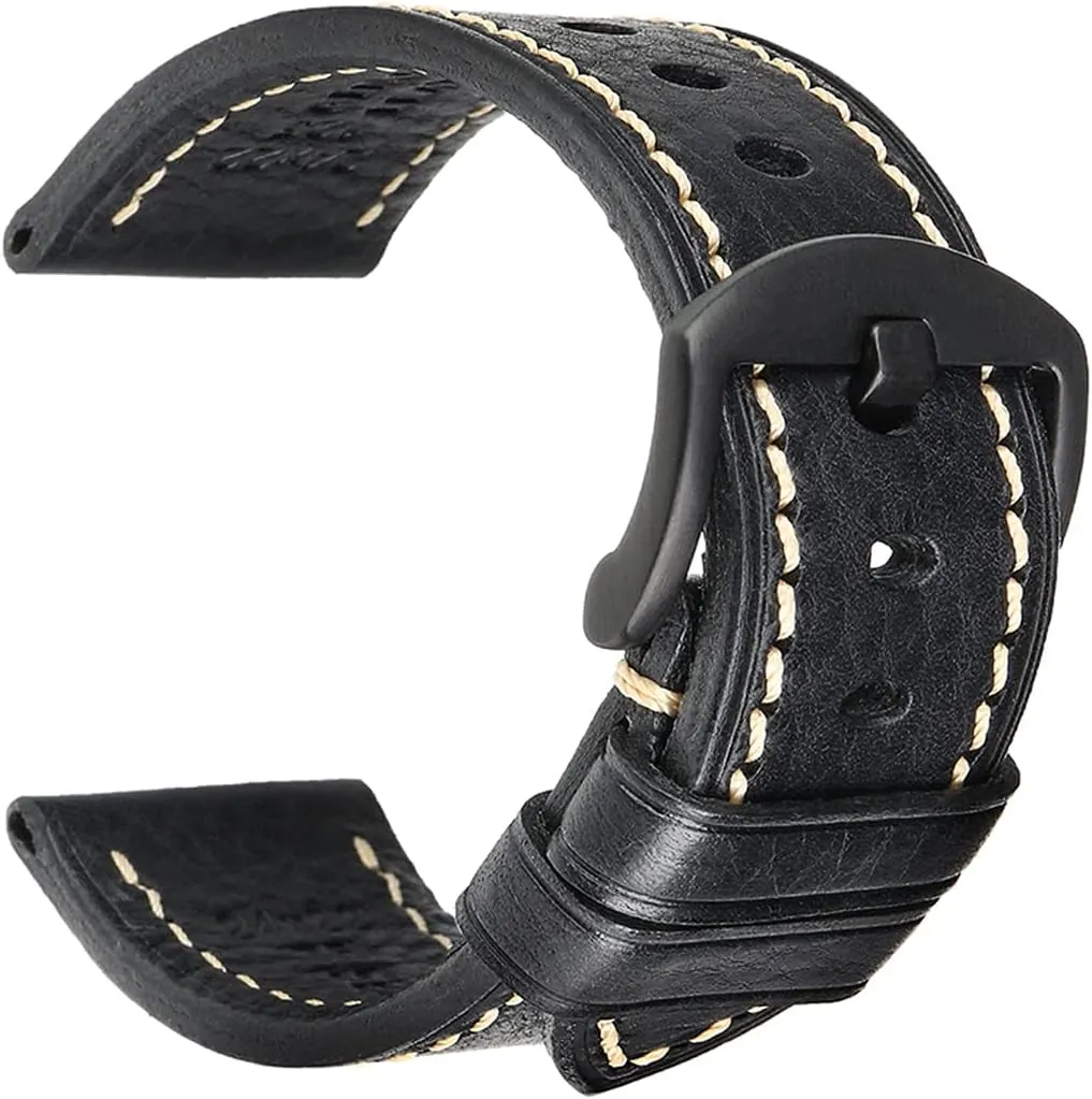 Bands Replacement, Vegetable-Tanned & Oil-Waxed Watch Bracelets 18/19/20/21/22/23/24/26mm reopen extravagantly for Men, Women REZERO Leather Watch Bands, Handmade Watch Straps, Italian Top Grain Soft Leather Watch 