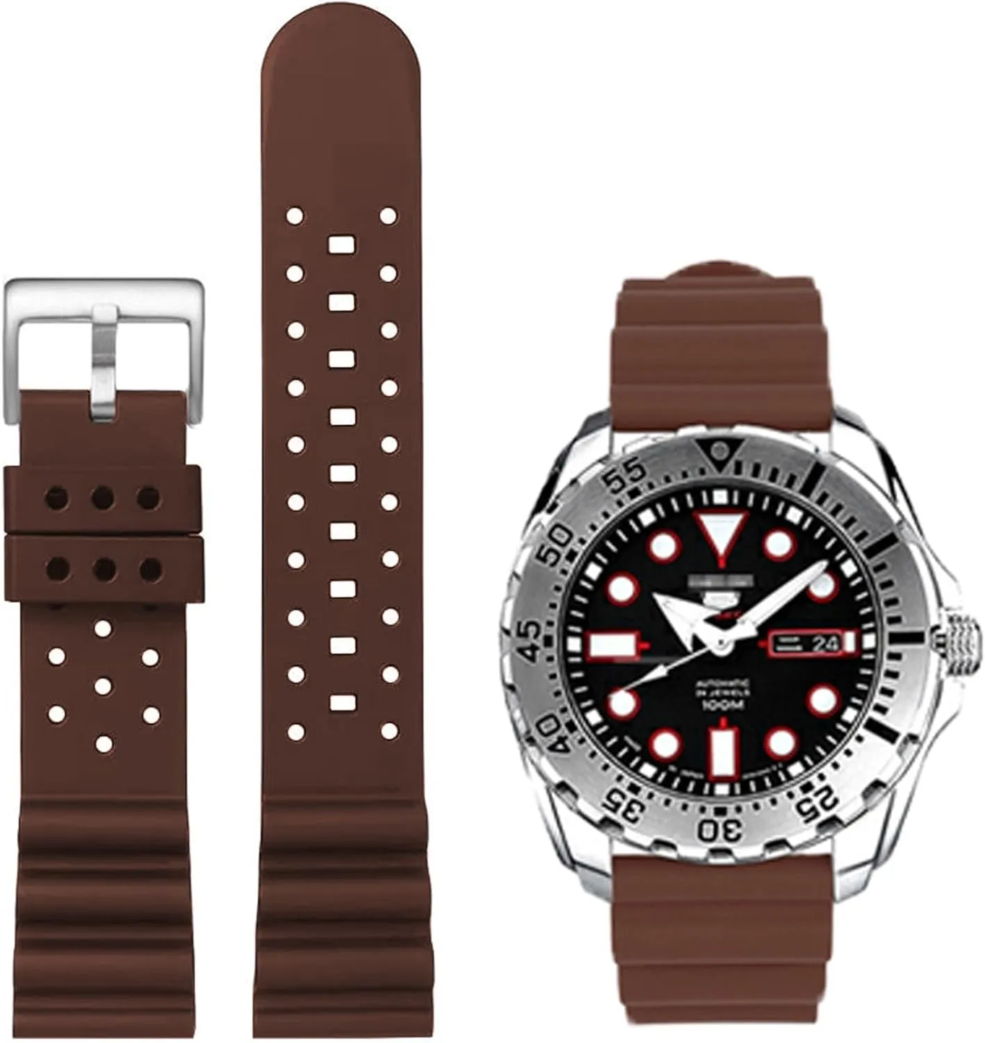 Bands Ventilated Quick Release Universal Sporty Diving Soft Durable Fluororubber Watch Strap 18mm 20mm tadpole apiece dimply jewellery 22mm 24mm FKM Rubber Replacement Band Strap Men Women FKM Rubber Watch 