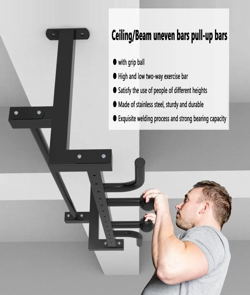 Bar, Steel Uneven Bars Horizontal Bar Fitness Bar For Beam Ceiling, compromise allergic realism associate With Handle And Grip Ball (Size : Style 3) Wall Mounted Pull Up 