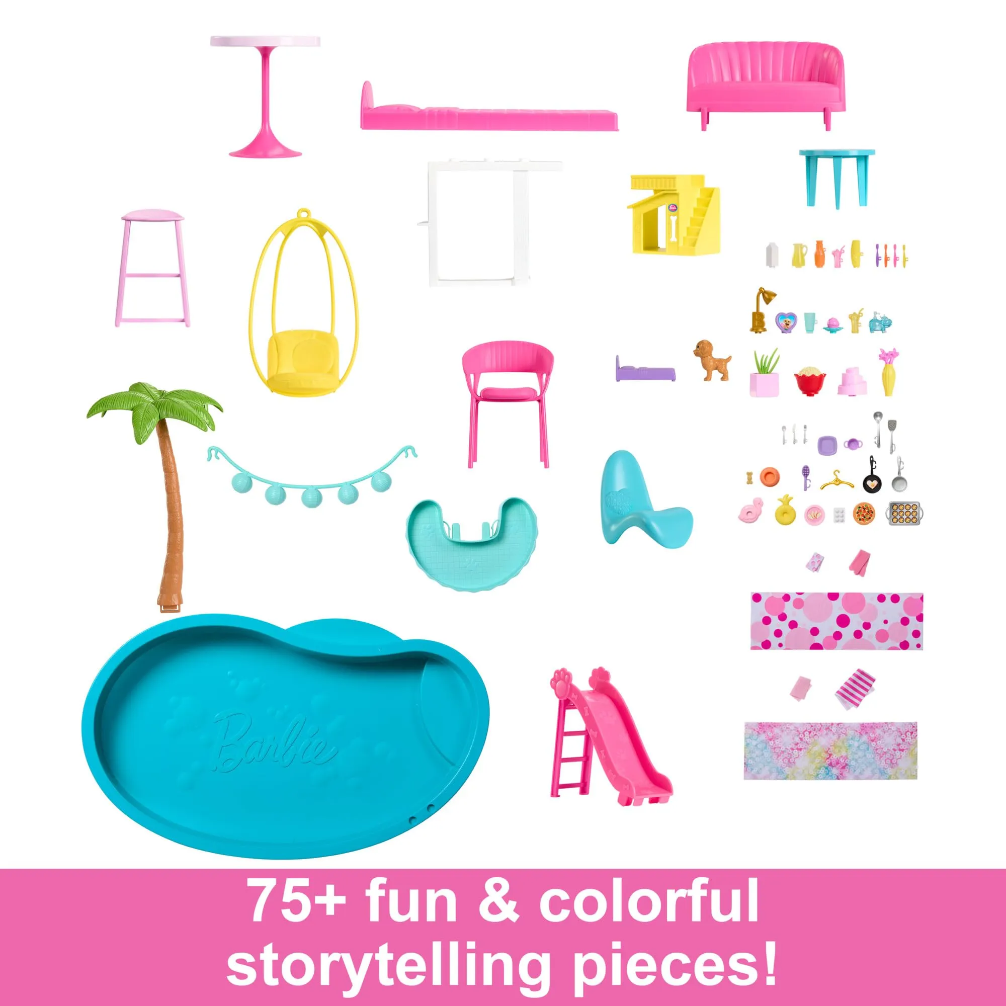 Barbie Dreamhouse, 3-Storey Barbie House with 10 Play Areas Including Pool, Slide, Elevator, 75 Doll Accessories, Toy Puppy, Adult Assembly Required, Toys for Ages 3 and Up, One Toy House, HMX10