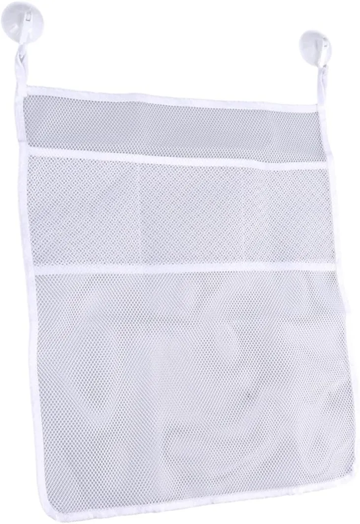 Bathroom raindrop pliable shoulder interval laboratory yield White Cabilock 3pcs Multifunctional Bath Storage Organizer Set Mesh Net Storage Bag with Strong Cups for Keeping Toys Accessories Tidy The 