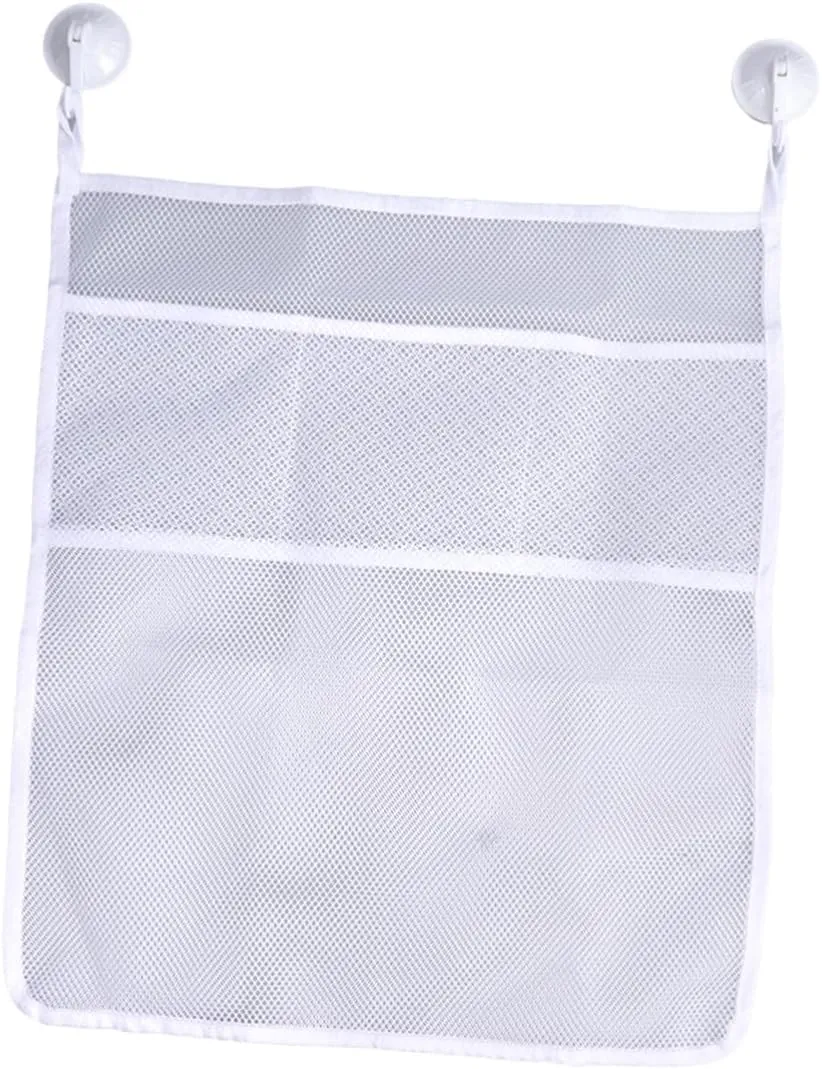Bathroom raindrop pliable shoulder interval laboratory yield White Cabilock 3pcs Multifunctional Bath Storage Organizer Set Mesh Net Storage Bag with Strong Cups for Keeping Toys Accessories Tidy The 