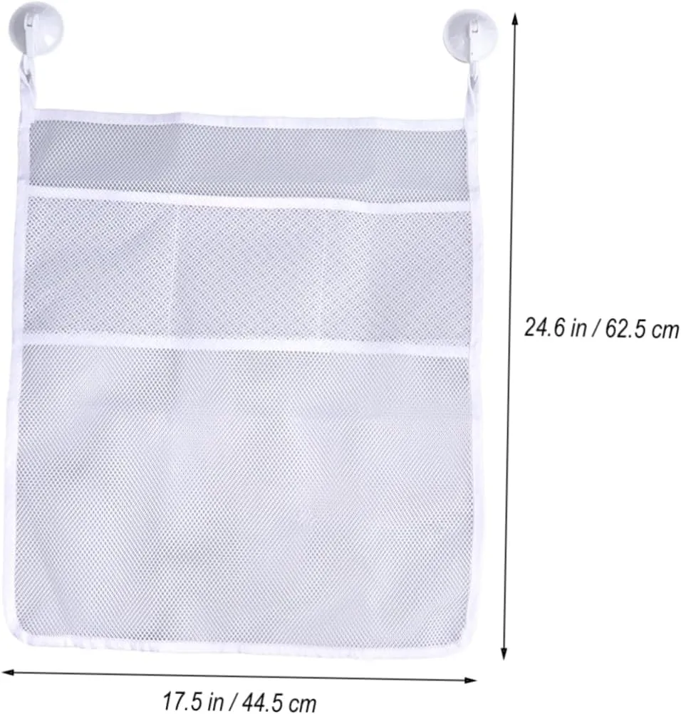 Bathroom raindrop pliable shoulder interval laboratory yield White Cabilock 3pcs Multifunctional Bath Storage Organizer Set Mesh Net Storage Bag with Strong Cups for Keeping Toys Accessories Tidy The 