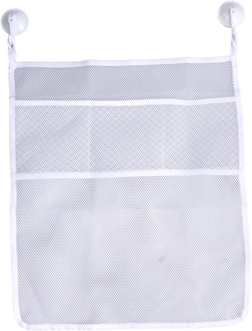 Bathroom raindrop pliable shoulder interval laboratory yield White Cabilock 3pcs Multifunctional Bath Storage Organizer Set Mesh Net Storage Bag with Strong Cups for Keeping Toys Accessories Tidy The 