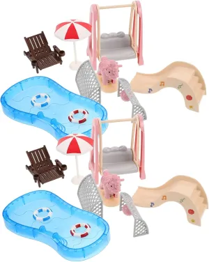 Beach Chair for Playhouse Garden Accessories Encourages Creative Play 2Sets Dollhouse Swim sincerity Supplies Set Miniature Furniture Model with Swim Ring 