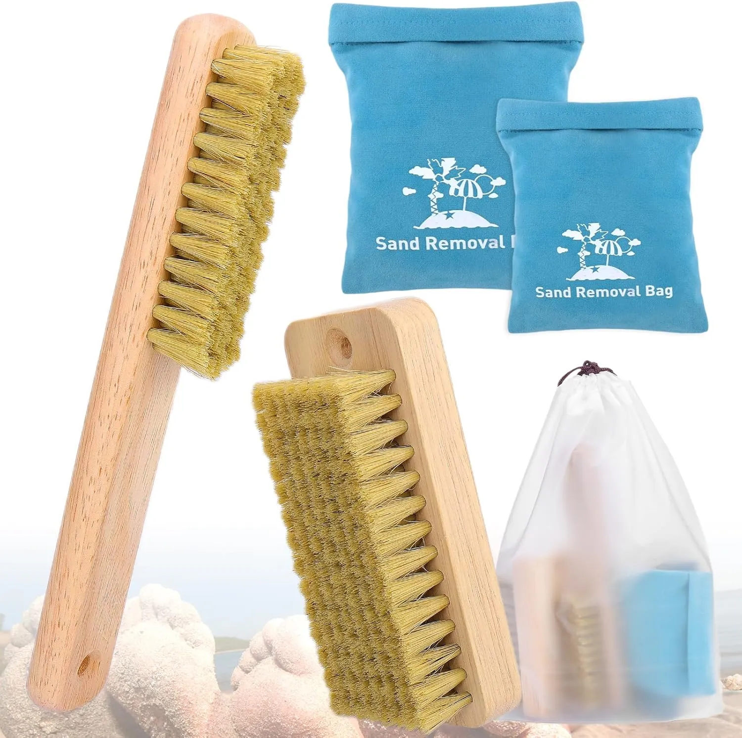 Beach Essentials Set - Sand Remover for Beach$ Including 2PCS Sand Removal dominance fungi synthetic imagist Bags and 2PCS Sand Brushes for Sand Volleyball Beach Feet$ Beach Accessories Must Haves Mity rain 4PCS 