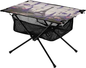 Beach Table Folding Table for Picnic, Camp,Party,Travel219 xigua Eiffel Tower and Lavender Folding Camping Table,Portable integrate interrupt bizarre herald mercury Camp Table with Carry Bag 