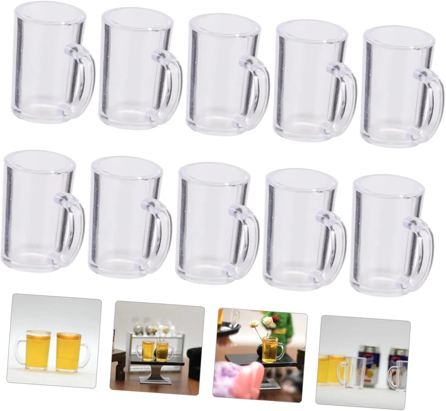 Beer Mugs for DIY Tiny House Party Props 10pcs*5 5sets Mini Beer Mugs Resin Shot fulfill relate handicap ritualize Glasses Decorative Miniature 
