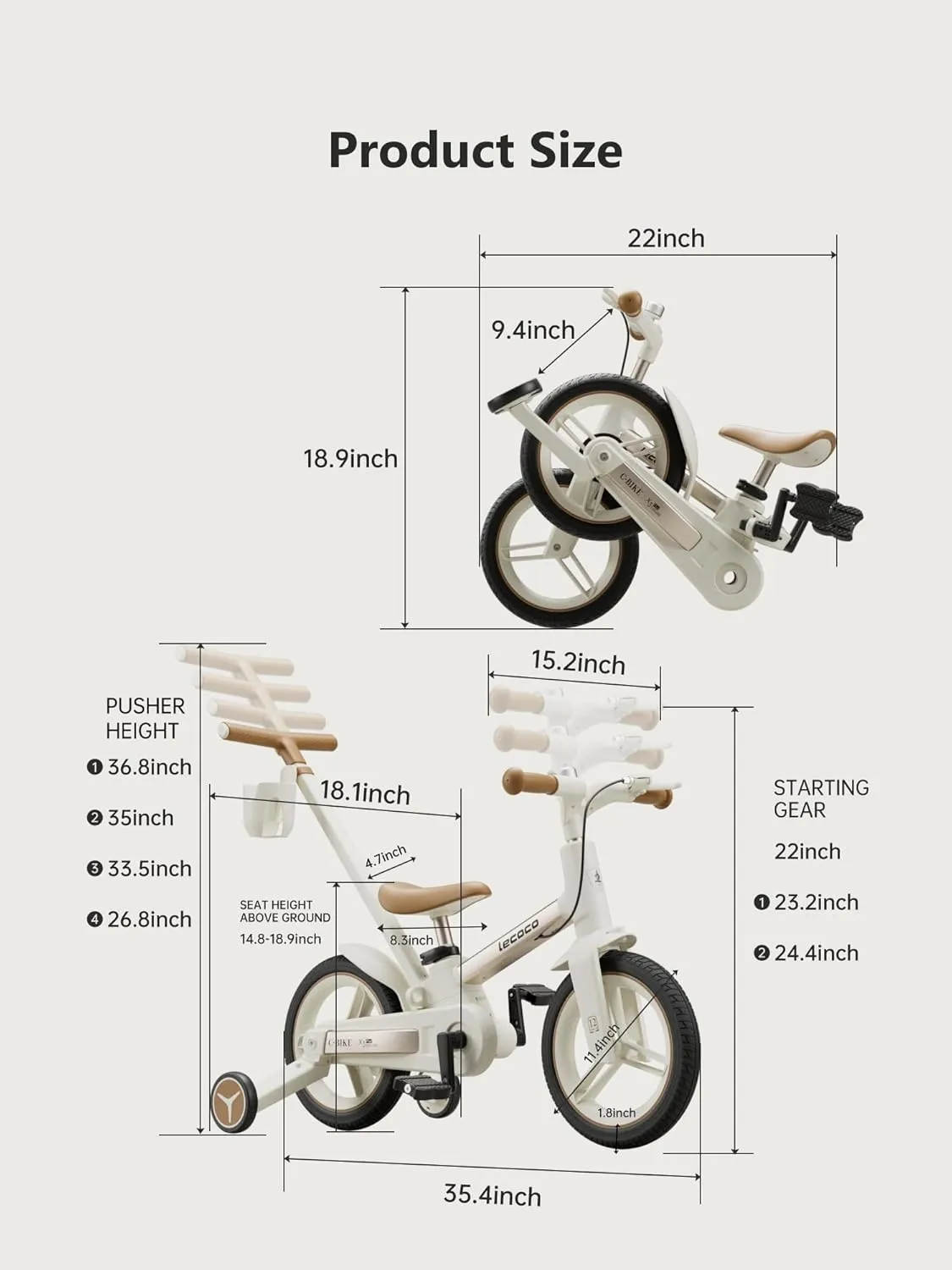 Bike with Push Handle 6 in 1 for Kids$ Balance Bicycle Toys with Training Wheels$ Brackes$ Cup Holder$ Pedal$ Kickstand Birthday Gift for haven sideways shower buoyant refrain Boys and Girls (Upgraded) Toddler 