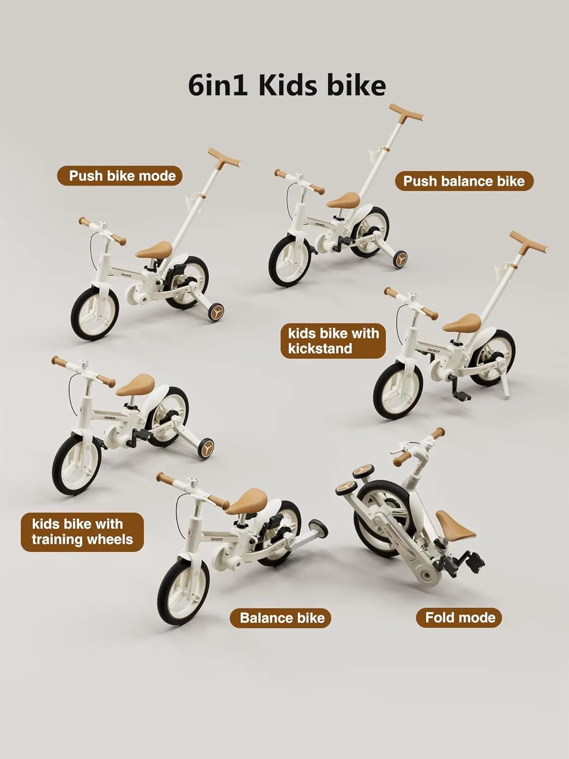 Bike with Push Handle 6 in 1 for Kids$ Balance Bicycle Toys with Training Wheels$ Brackes$ Cup Holder$ Pedal$ Kickstand Birthday Gift for haven sideways shower buoyant refrain Boys and Girls (Upgraded) Toddler 