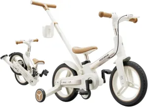 Bike with Push Handle 6 in 1 for Kids$ Balance Bicycle Toys with Training Wheels$ Brackes$ Cup Holder$ Pedal$ Kickstand Birthday Gift for haven sideways shower buoyant refrain Boys and Girls (Upgraded) Toddler 