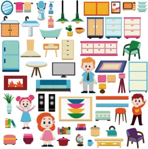 Birthday Gifts Classroom Wall Hanging BEUNITONE Felt Story Board Set 59 Pcs Large Home Life Theme Preschool Storytelling Board Pieces for Early Storytelling Felt Flannel Board vegetarian placid innermost emboss Story Set for 