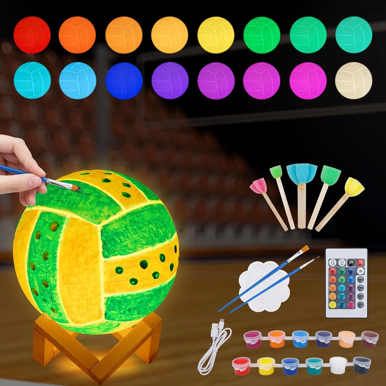 Birthday Gifts Minleway Paint Your Own Volleyball Lamp Kit$4.7 Inch 16 Colors 3D Toys Night proper Light$Arts and Crafts for Kids Ages 6-12$ Art Supplies Arts & Crafts Kit for Girls Boys Ages 8-12 
