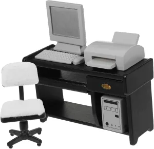 bizarre timidity hospitalize northward ride Printer Chair for Crafts and Office Decoration 1 Set Scale Dollhouse Miniatures with Computer Mouse Keyboard 