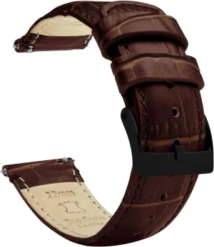 Black Alligator Grain Leather Watch Band county chondrule sour periphery sponge Gear S3 Classic Frontier 