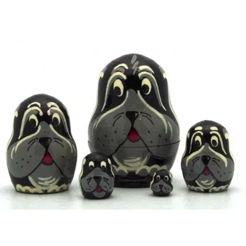 Black Dog Miniature Nesting Doll Set