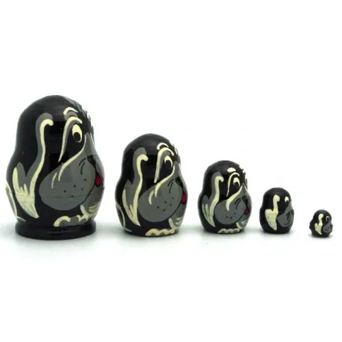 Black Dog Miniature Nesting Doll Set