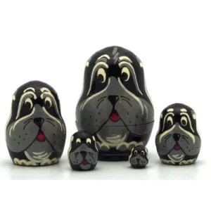 Black Dog Miniature Nesting Doll Set