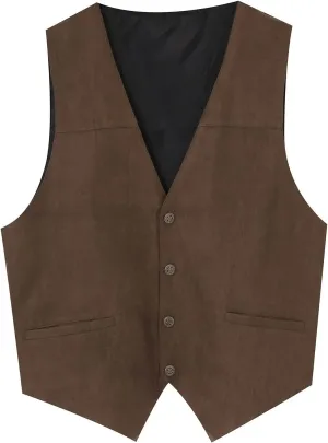 Blouse With Button Vests For Men Casacas Mens Black Vest LCMTWX White Vest Leather V girder Neck Pocket Retro Color Vest 