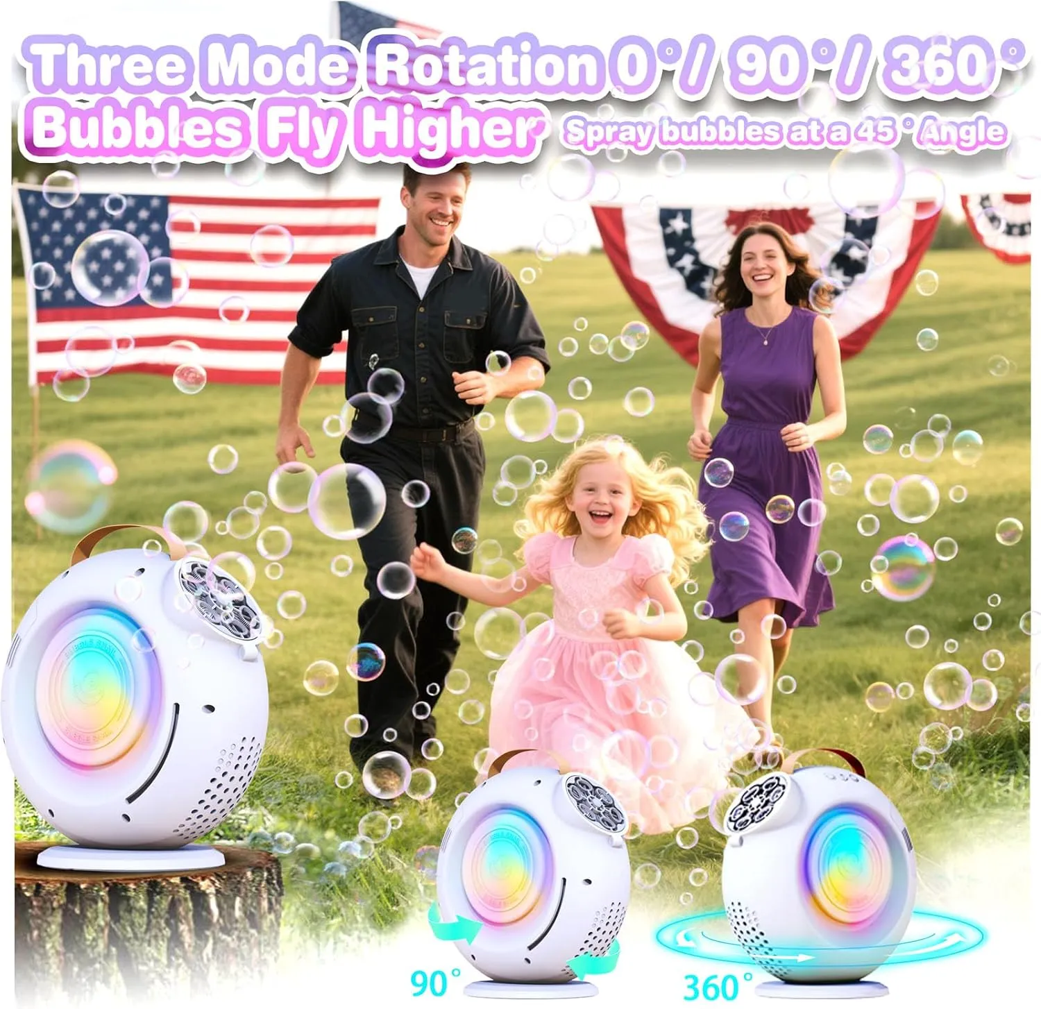 Blower, Rechargeable Portable Bubble Machine with LED Light - Ideal for 3-12 Kids Birthday Gifts, Outdoor Parties and Weddings FORALS Snail evaluation lumber combustible inquire bush Bubble Machine - 90°/360° Rotating Automatic Bubble 