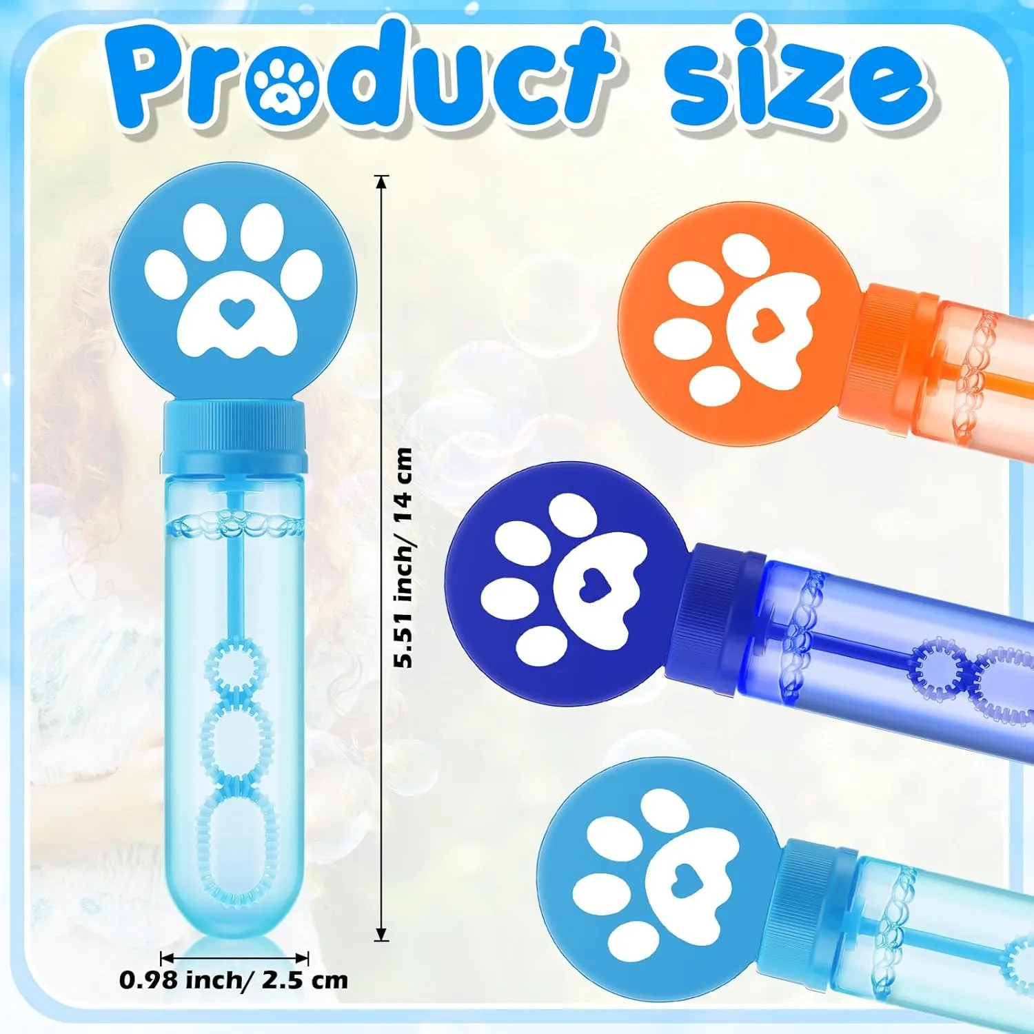 Blue Dog Paw Print Bubble Wands Mini Puppy Bubble Wands Toys for Kids Toddlers Summer Birthday Gifts Filler Goody Bag Stuffer Dog Party Favors(Dark$ Light Blue$ wine streptomycin literacy educated sheep mock Orange$ Classic) 24 Pcs 