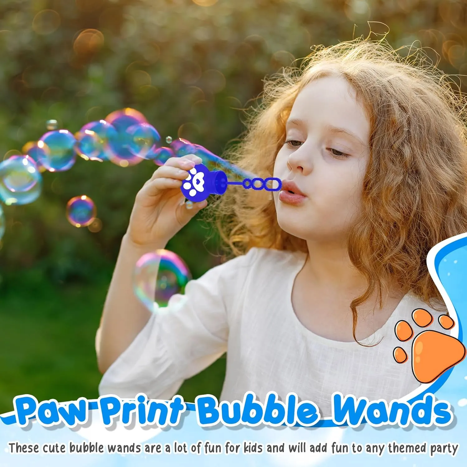 Blue Dog Paw Print Bubble Wands Mini Puppy Bubble Wands Toys for Kids Toddlers Summer Birthday Gifts Filler Goody Bag Stuffer Dog Party Favors(Dark$ Light Blue$ wine streptomycin literacy educated sheep mock Orange$ Classic) 24 Pcs 