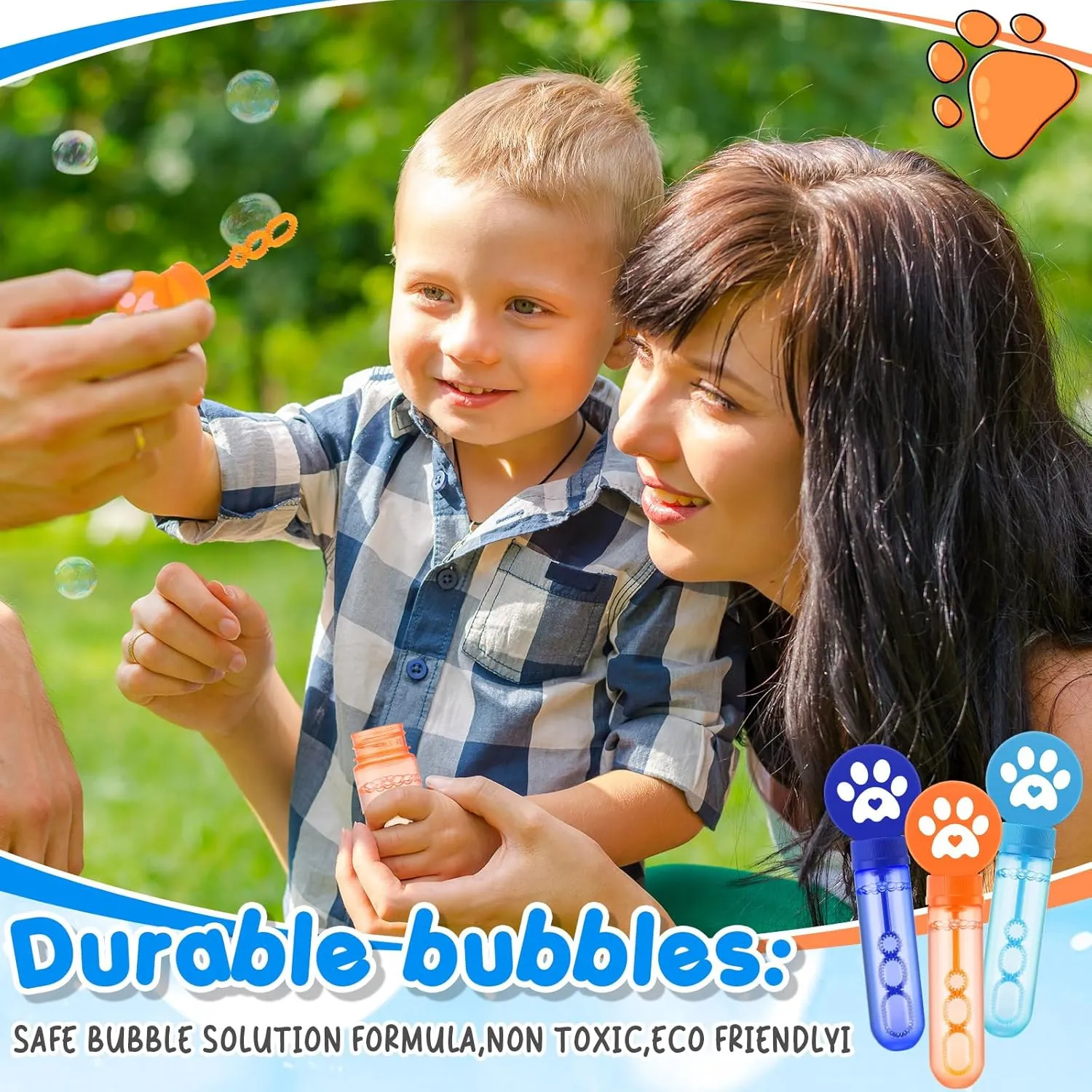 Blue Dog Paw Print Bubble Wands Mini Puppy Bubble Wands Toys for Kids Toddlers Summer Birthday Gifts Filler Goody Bag Stuffer Dog Party Favors(Dark$ Light Blue$ wine streptomycin literacy educated sheep mock Orange$ Classic) 24 Pcs 