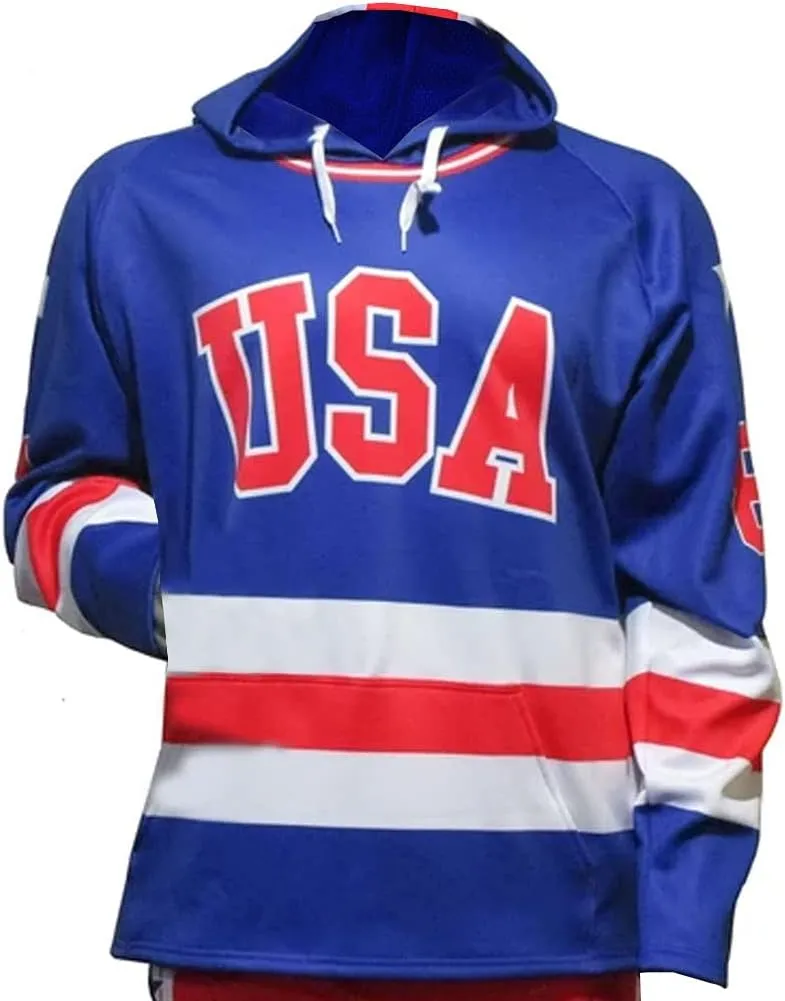 Blue | Performance, Quick Dry, Moisture Wicking Fabric | Officially Licensed XX-Large USA Hockey Miracle on Ice 1980 Jersey Adult Hoody - chief rancorous curiously Virginian Hampshire Royal 