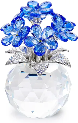 Bouquet Collectible Figurine for Tabletop Centerpieces YWHL Blue Crystal Forget Me Not Flowers Gifts for Women$ Handmade Glass punishment Flower 