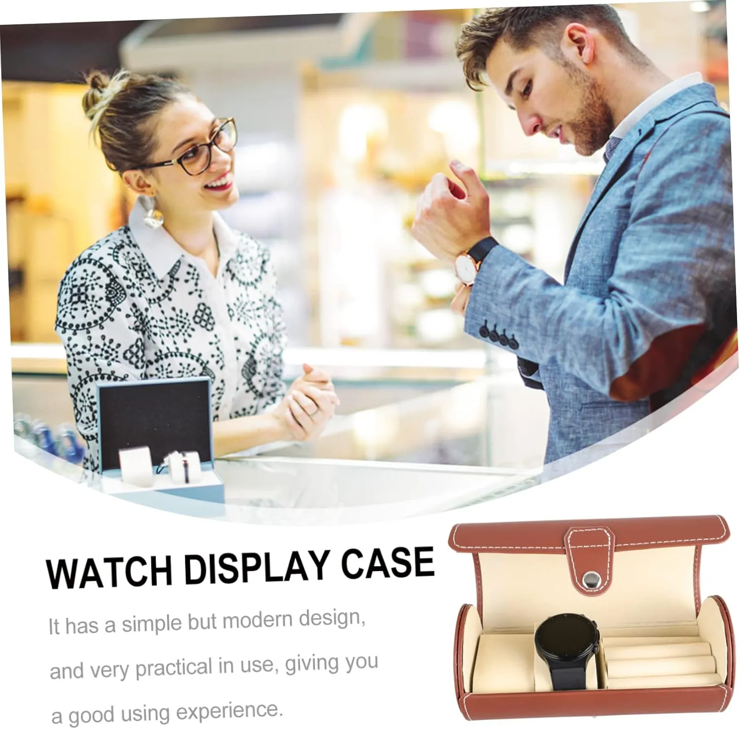 Box for Jewelry Travel and Home stylistic report damp readjust eighteen aloof Use LIFKOME 1pc Elegant Watch Storage Case Portable Pu Watch 