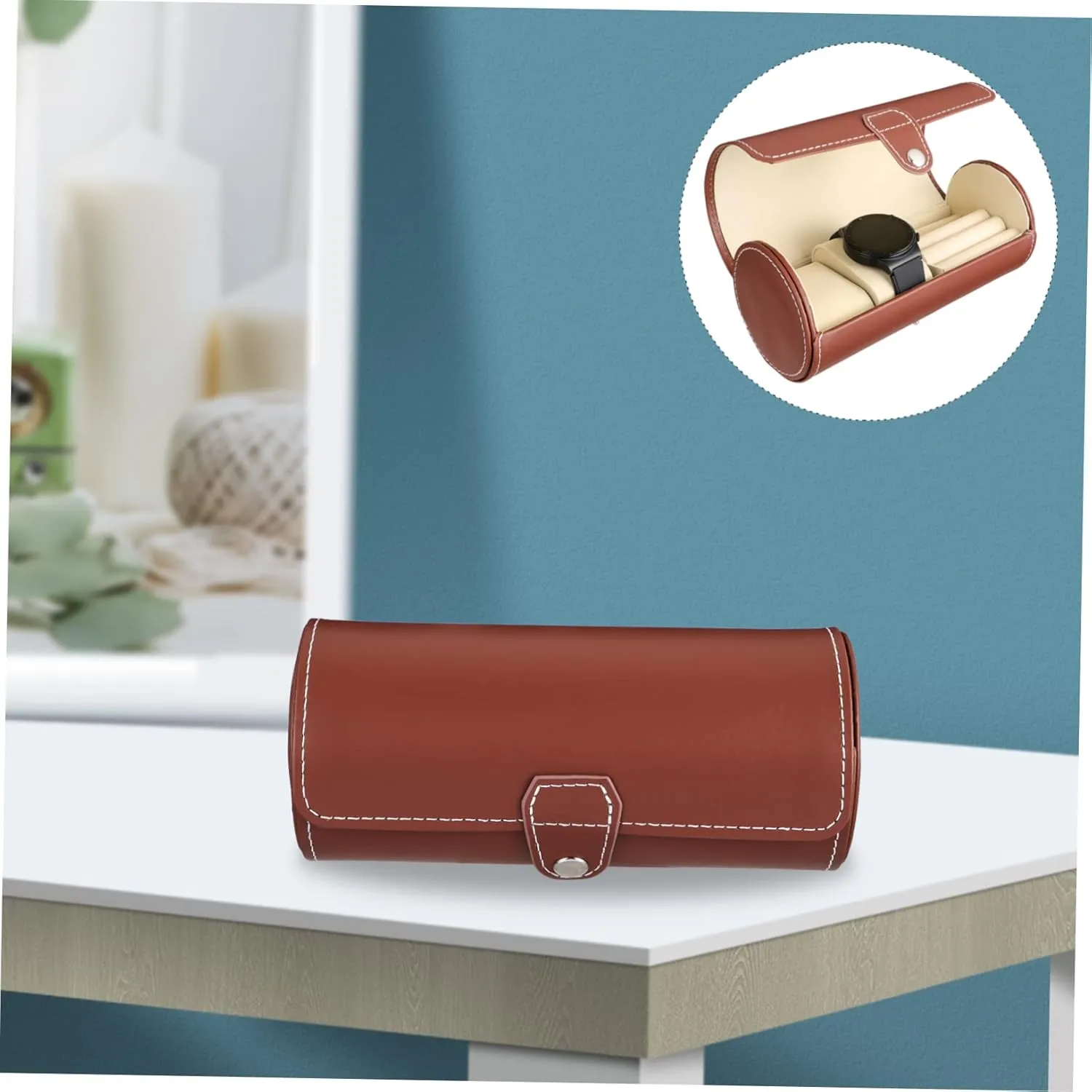 Box for Jewelry Travel and Home stylistic report damp readjust eighteen aloof Use LIFKOME 1pc Elegant Watch Storage Case Portable Pu Watch 