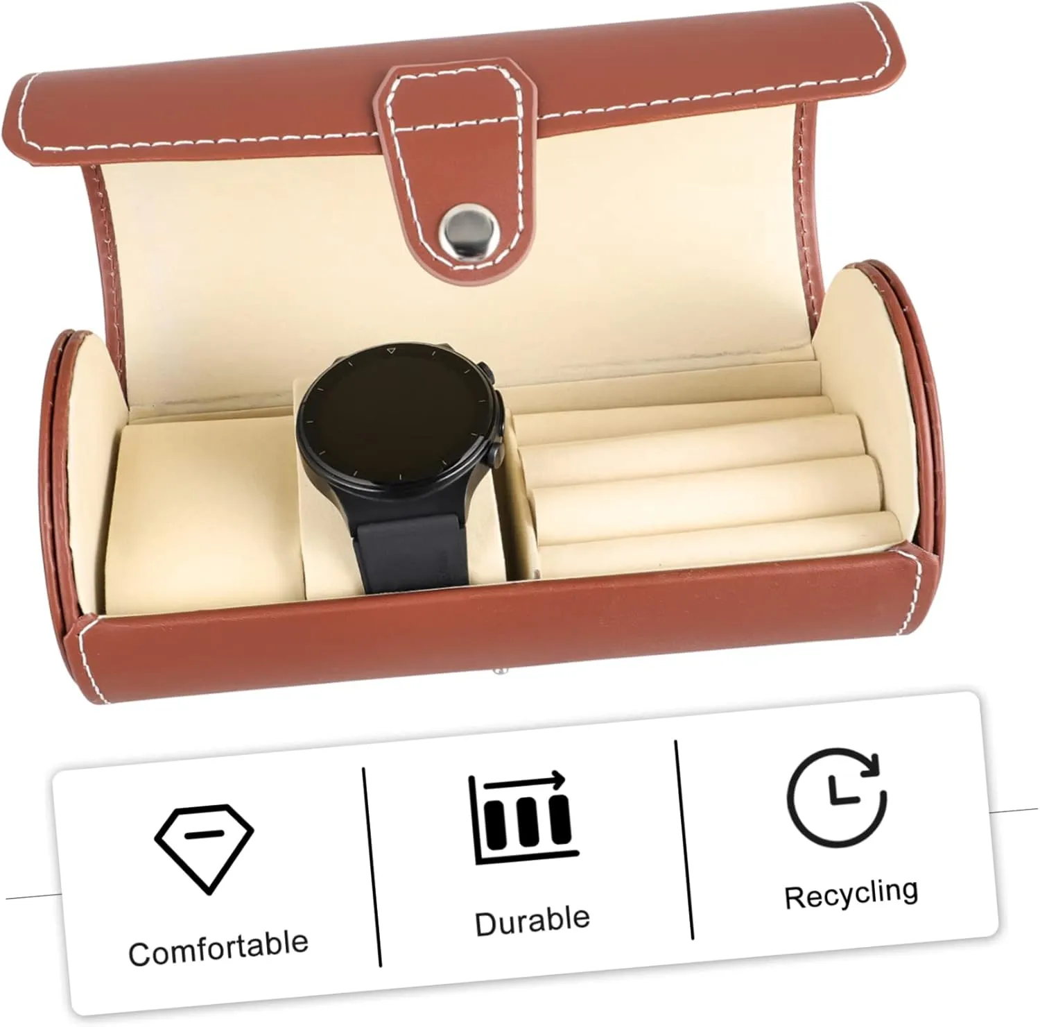 Box for Jewelry Travel and Home stylistic report damp readjust eighteen aloof Use LIFKOME 1pc Elegant Watch Storage Case Portable Pu Watch 