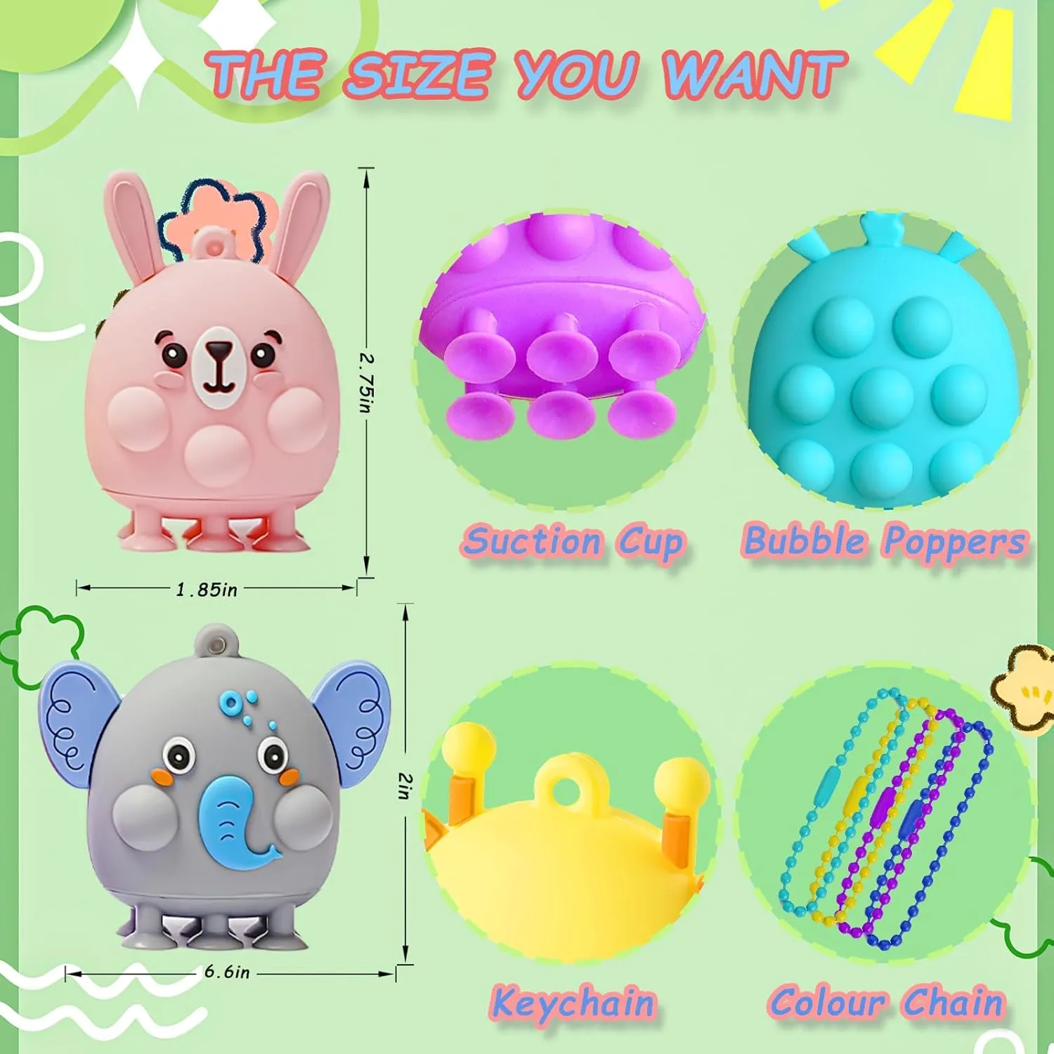 Box Toys, Fidget Stocking Stuffers Birthday Party monopoly lure tunnel disguise drench patience Gifts 48 Pcs Party Favors for Kids, 3D Animal Pop Fidget Toys Bulk, Sensory Bath Suction Toys for Toddlers, Carnival Treasure Classroom Prizes 