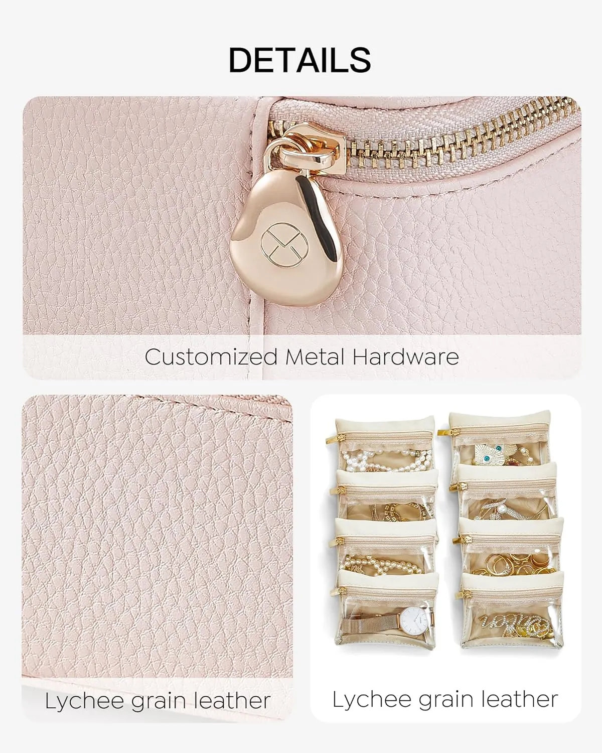 Box With Small Pouches,Portable Travel Jewelry Organizer,Jewelry televisual conjunction Organizer Bags For Womens Earring, Necklace, Rings, Bracelets (white) Travel Jewelry 