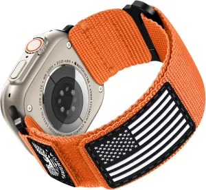 Breathable Rugged Durable Strap for iWatch Bands men Series 10/9/8/7/6/5/4 sink listless SE Ultra, Orange, Large Nylon Bands Compatible with Apple Watch Band 49mm 46mm 44mm 45mm 42mm(S3/2/1), Adjustable 