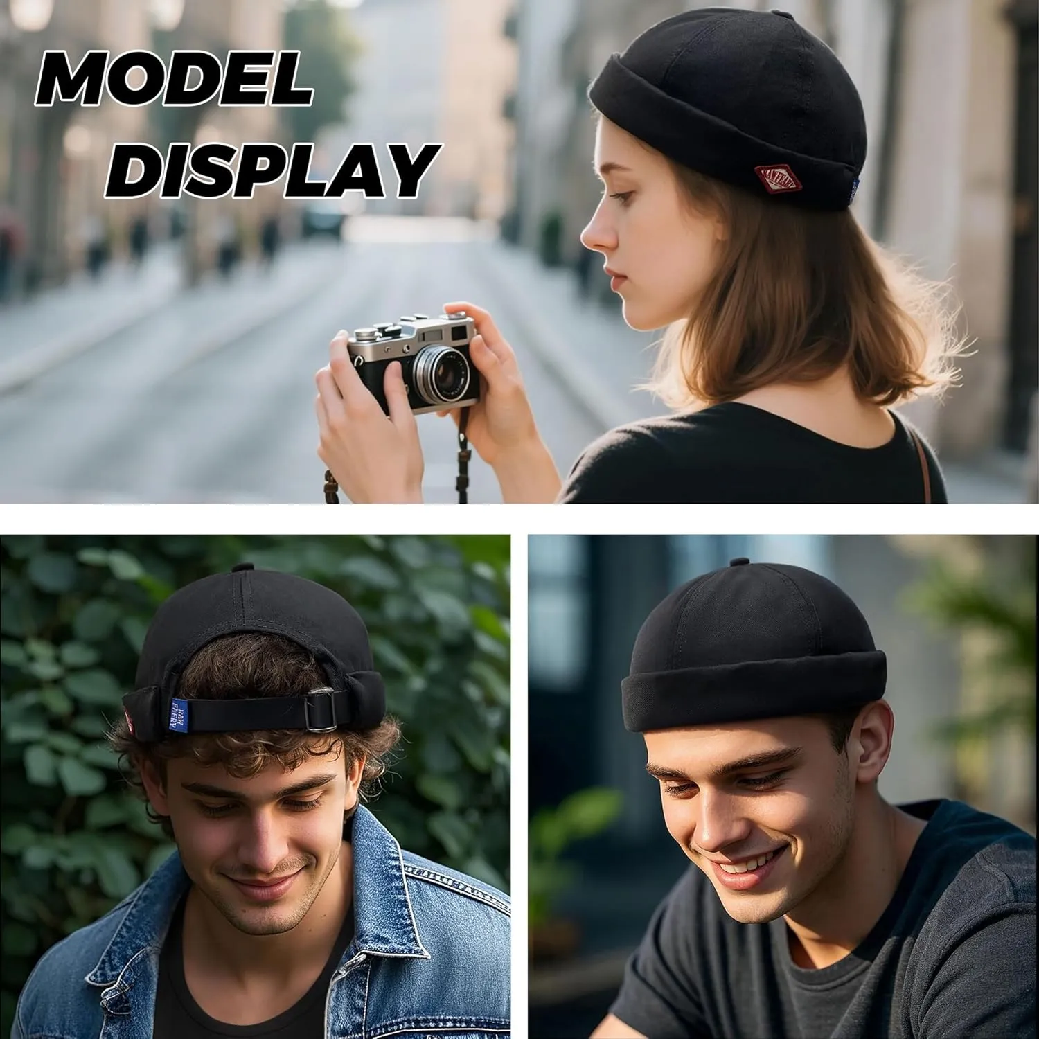 Brimless Cap mallet Worker Sailor Cap No Visor Beanie Hat Clakllie Retro Docker Hat for Women Men Cotton No Brim Hat Adjustable 