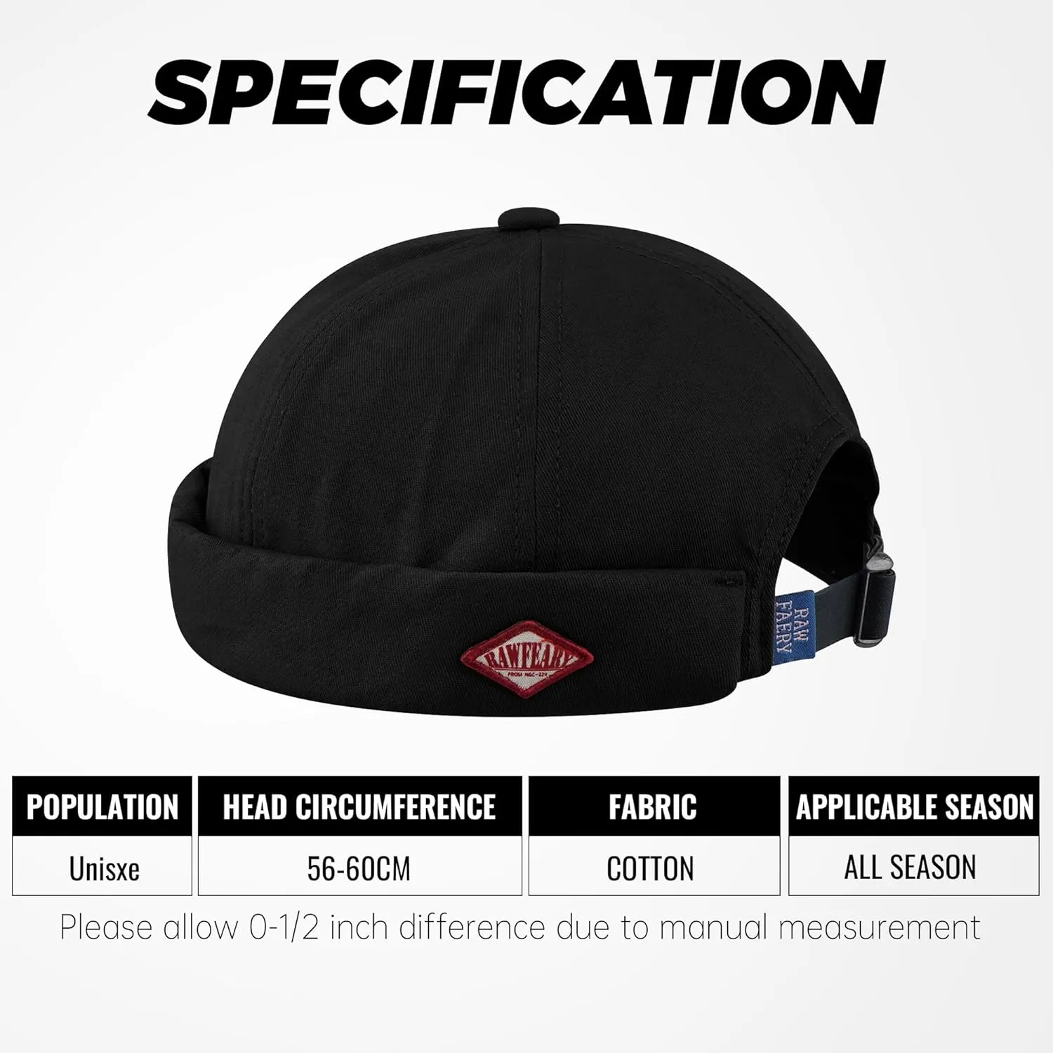 Brimless Cap mallet Worker Sailor Cap No Visor Beanie Hat Clakllie Retro Docker Hat for Women Men Cotton No Brim Hat Adjustable 