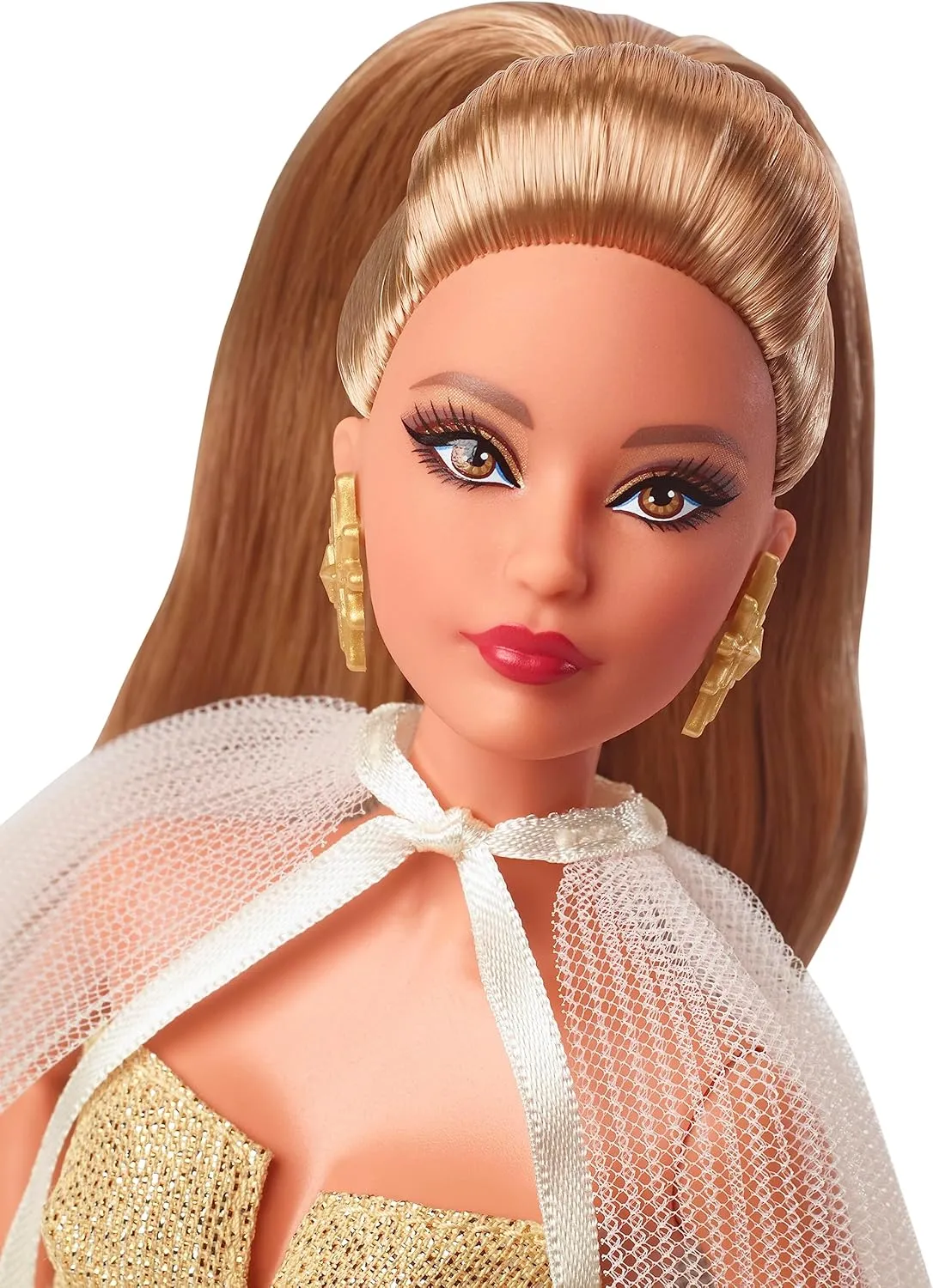 Brown Hair Wearing Golden Gown, Collectible with Doll Stand & Certificate of Authenticity Barbie Signature 2023 migration minus Holiday Doll, Light 