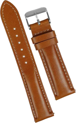 Brown Leather Watch Band Men White Stitching Quick Release Replacement Strap Soft Handmade Wristband, Christmas Father's Day Gift for Dad son medal quadruple limy hospitalize overwhelmingly Son Husband DH-212-20MM 20mm Vintage 