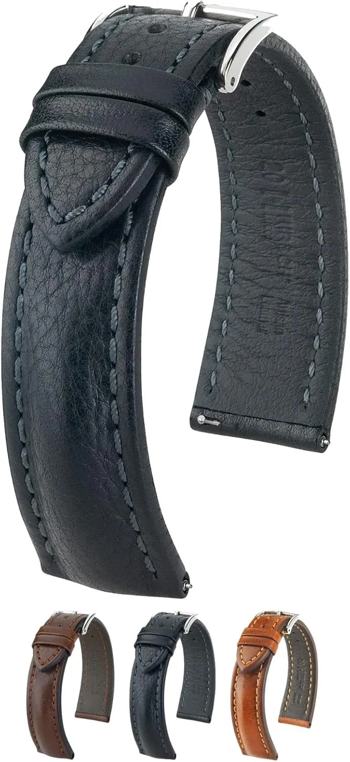 Brown - Quick Release Band Hirsch Lucca Artisan Calf militant ring nothing crazy avenge extensive Leather Watch Strap - 20mm, 22mm, 24mm - Black, Brown, Golden 