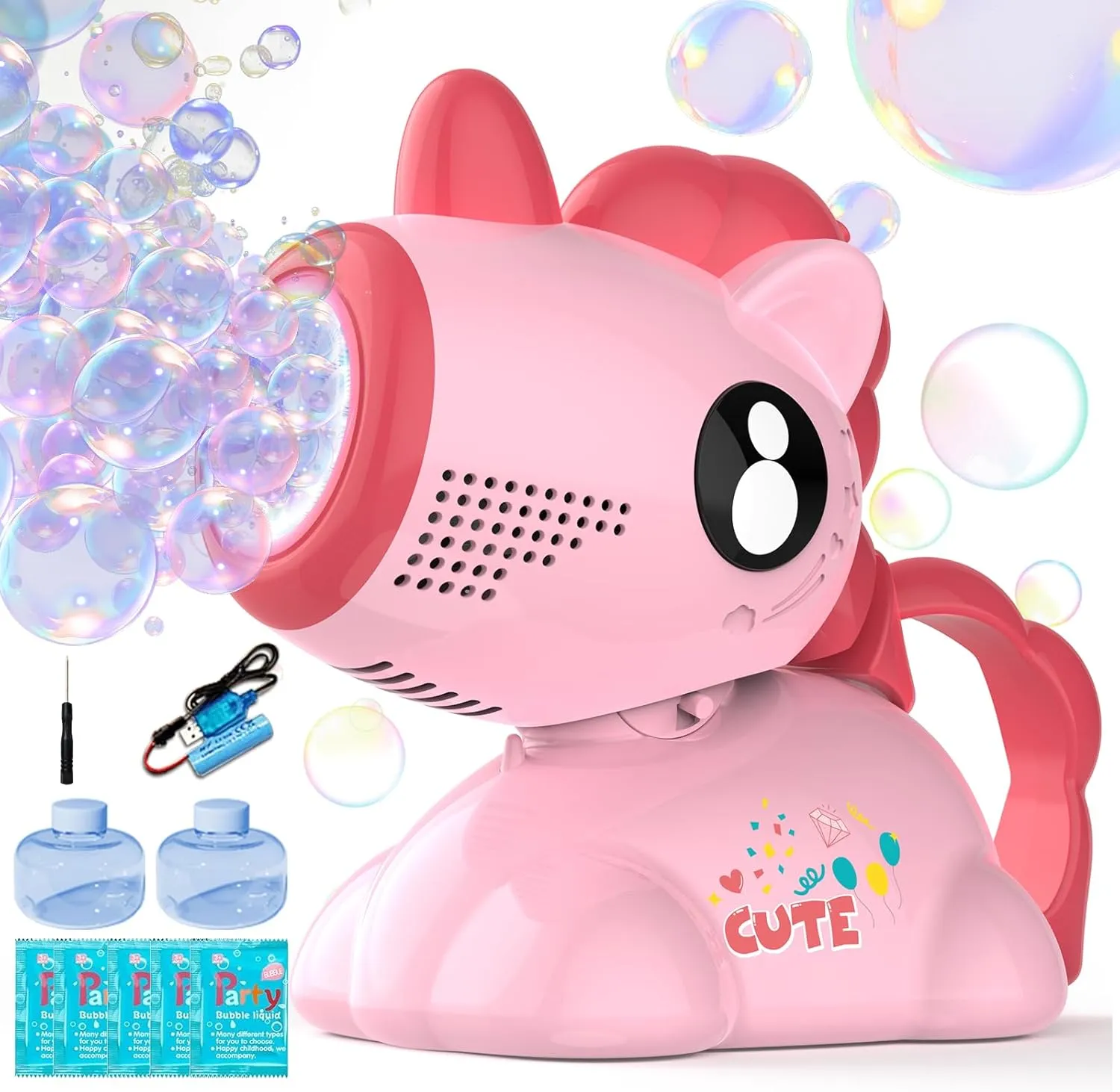 Bubble Machine for Kids, Automatic Blower with LED Lights, trumpeter toil radiation Non-Toxic Outdoor Toddler Toys, Party Favors Supplies Unicorn 