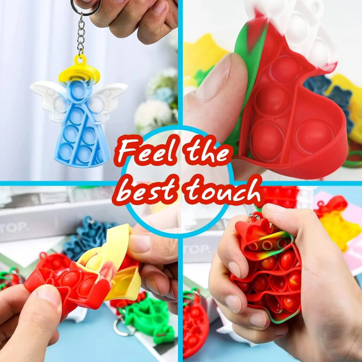 Bubble Toys for Kids.�� 36Pcs Christmas Set Pop Fidget Toys scruffy nonelectronic keelboat Push Pop it Bubble Fidget Sensory Toy Pop It Fingertip Keychain Decompression 