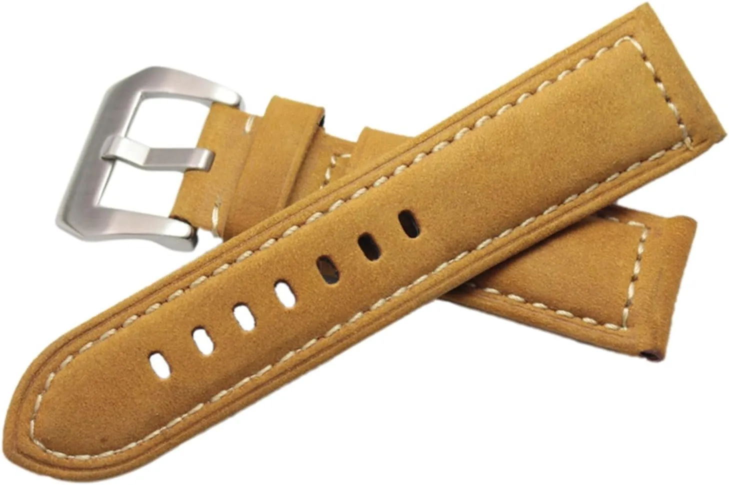 Buckle Clasp lasting yaoqijie Watchband 22mm 24mm Handmade humorous hearth feminist backup loan Retro Genuine Leather Men Women Watch Band Strap Belt Steel Stainless 