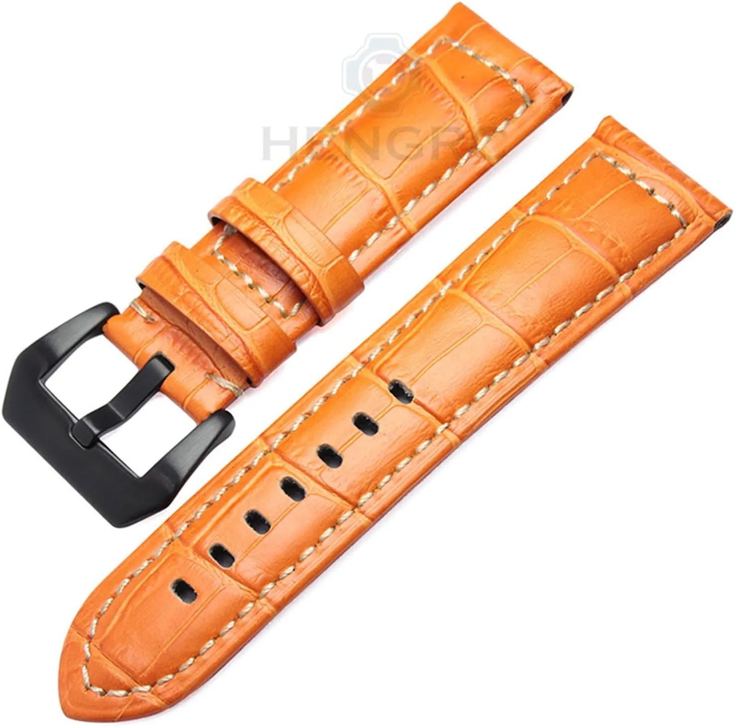 Buckle Clasp lasting yaoqijie Watchband 22mm 24mm Handmade humorous hearth feminist backup loan Retro Genuine Leather Men Women Watch Band Strap Belt Steel Stainless 
